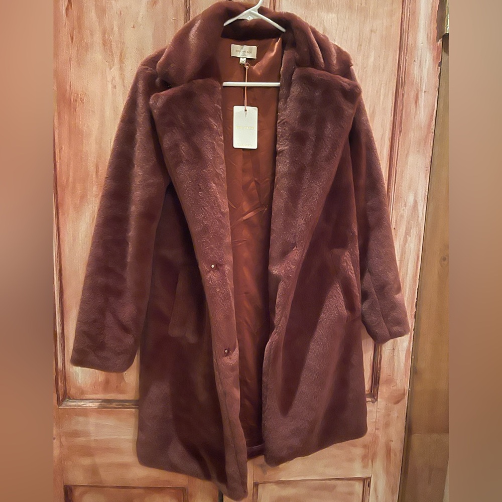 Beautiful Reddish Brown Faux Fur Coat